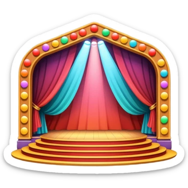 A concert-style stage with colored lights pointing downward. sticker