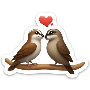 Sparrow and otter with love sticker