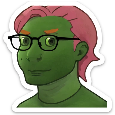 Pink haired man with ginger beard and glasses sticker