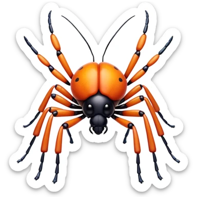 3D iPhone style emoji of a cute bug, colorful and detailed, six legs, shiny exoskeleton, isolated on white background, soft shadows, high detail, playful and cute. sticker