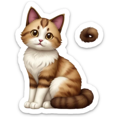 cinematic-[showshoe cat]-realistic-full-body-sitting-emoji,-tail-curled-playfully-around-its-paws,-head-tilted-dramatically,-fluffy-[brown]-fur,-simplified-yet-realistic-focused-features,-highly-detailed,-glowing-with-an-almost-sarcastic-glow sticker