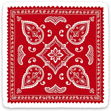 Red paisley bandana, bandana,tied sticker