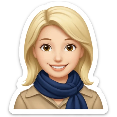 Woman with navy scarf. sticker