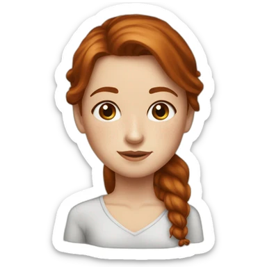 caucasian dark redhead chocolate brown eyes girl with freckles sticker