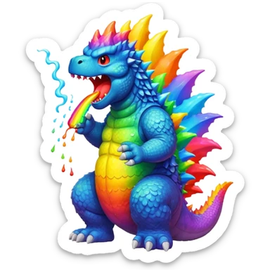 godzilla rainbow puke sticker