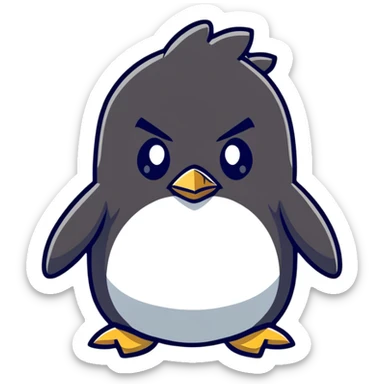angry penguin cartoonish sticker sticker