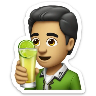 a shot of tequila with lime sticker