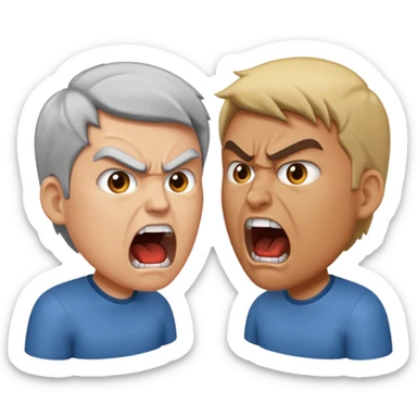 two people, facing each other, angry yelling at each other sticker