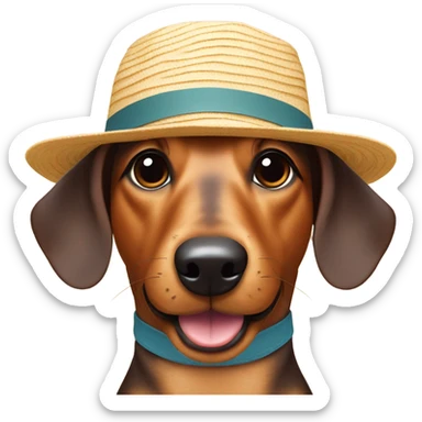 sausage dog with a sun hat  sticker