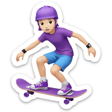 skater with skateboard and purple helmet sticker