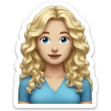 blonde woman with wavy hair and blue eyes and freckles sticker