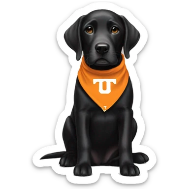 Black lab dog wearing university of Tennessee, Vols bandana sticker