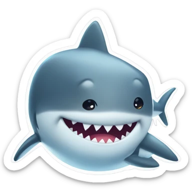 happy chubby chibi shark sticker