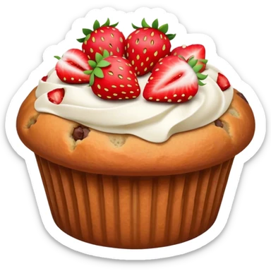 a muffin with small pieces of strawberry on top sticker