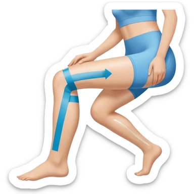 leg with kinesio tape (physiotherapy) around knee in a somewhat circular way sticker