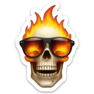 skull on fire wearing sunglasses sticker