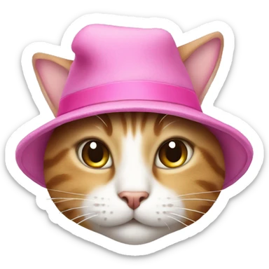 A cat with a pink hat sticker
