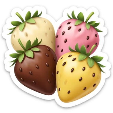 Chocolate-covered strawberries in soft pink, beige and yellow pastel colors sticker