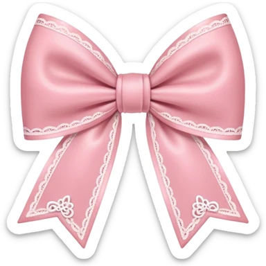 coquette style pink bow, soft and romantic, pastel pink, lace details, emoji size, no text sticker