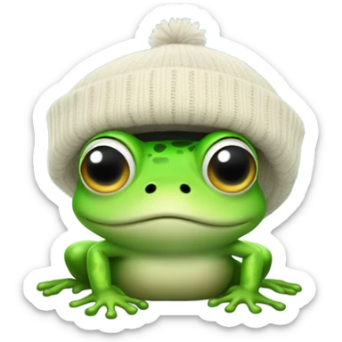 Cute frog with a beanie  sticker