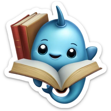 A smart narwhal with a huge book sticker