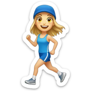 full-length cheerful European girl doing sports sticker