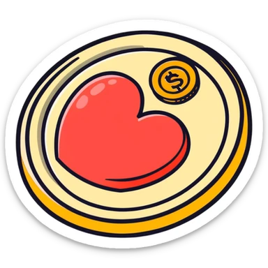 heart and coin sticker