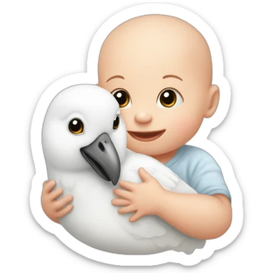 a cute infant with a pigon sticker