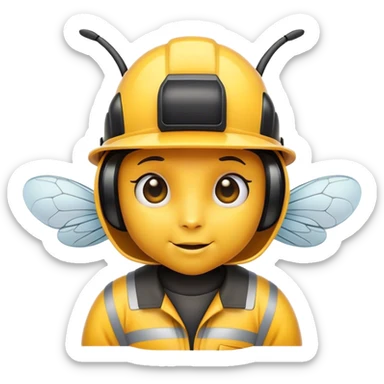 Bee with a hard hat on  sticker