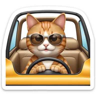 cat driving a car sticker