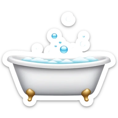 bathtub filled with bubbles, towel and soap nearby, clean and friendly sticker