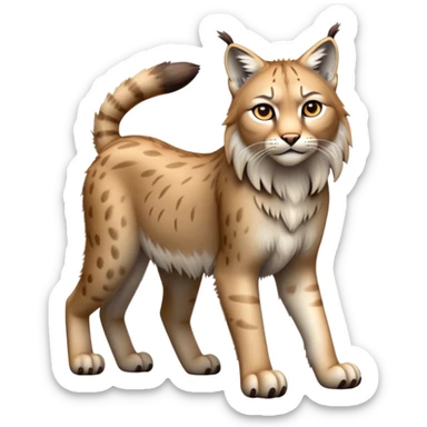 Cinematic-Lynx-Realistic-Full-Body-Standing on all fours-Emoji – head tilted dramatically, fur with faint spotting, long legs and large paws poised elegantly, simplified yet realistic focused features, highly detailed, glowing with an almost sarcastic glow. sticker