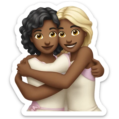 Two beautifull sisters hugging sticker