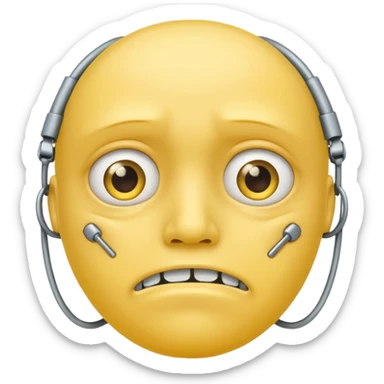 Yellow sad face with braces sticker