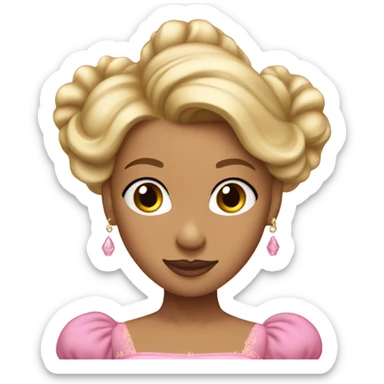 Girly Princess with pink ballgown and light skin and big blonde hair updo pretty detailed realistic  sticker