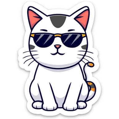Cool cat wearing sunglasses, looking confident sticker