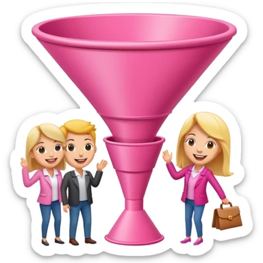 pink sales funnel with people inside sticker