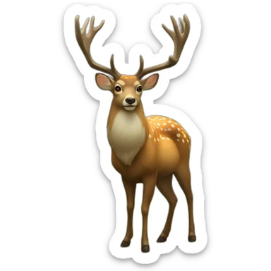 King Deer with big antlers walking with pride and homor sticker