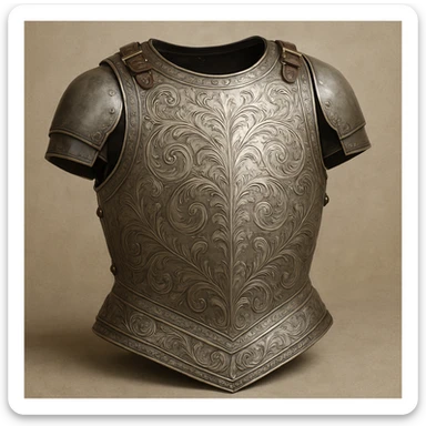 steel chestplate armour, medieval, ornate engravings, classic look sticker
