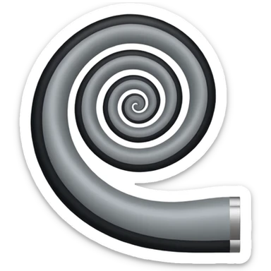 Minimalist emoji-style sticker of a strip of film curling into a hypnotic spiral. No details inside frames. Black and gray only. sticker