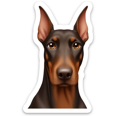 Different shades of brown Doberman without cropped ears looking forward and happy  sticker
