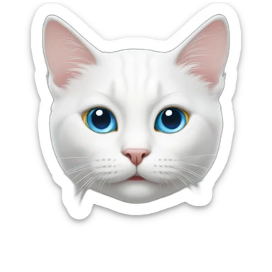 White cat With Two Different Colored Eyes sticker