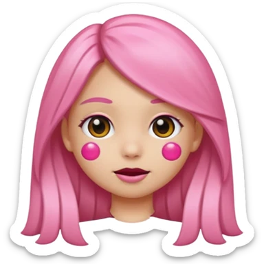 Quiero un emoji de niña piel blanca cachetes rosados y pecas en su rostro cabello negro y largo. Y que este guiñando el ojo sticker