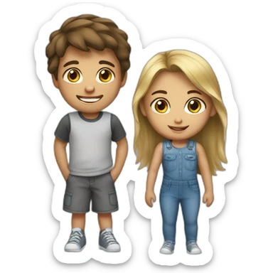 A girl with her brother sticker