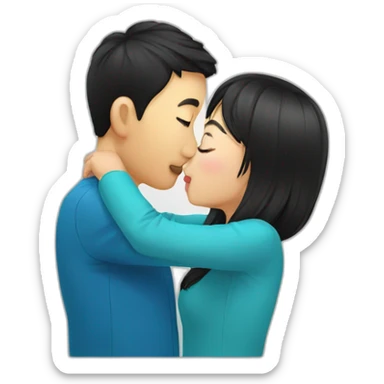 Chinese guy kissing Kazakh girl sticker