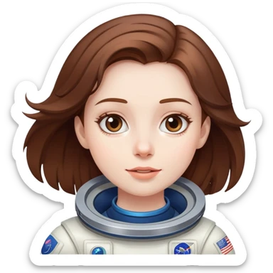 beautiful brown hair girl flying to space sticker