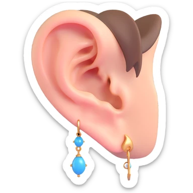 3D style human ear with an earring sticker