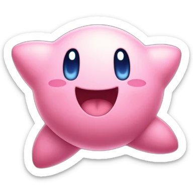 cute happy classic Kirby jumping on a star sticker