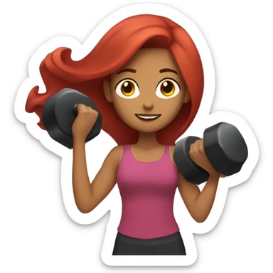 Latina with long red hair holding weights  sticker