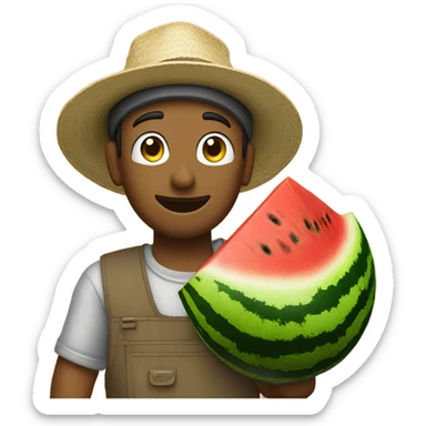 field worker with watermelon sticker